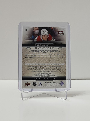 2021-22 Artifacts Cole Caufield Silver Rookie Auto Roman Numeral III back